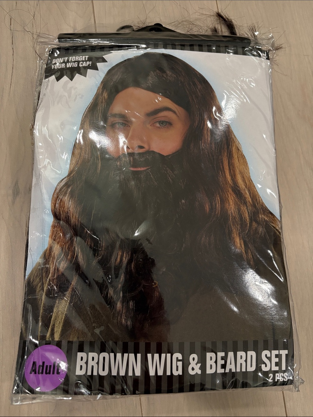 Halloween Brown Wig & Beard Set - Adult